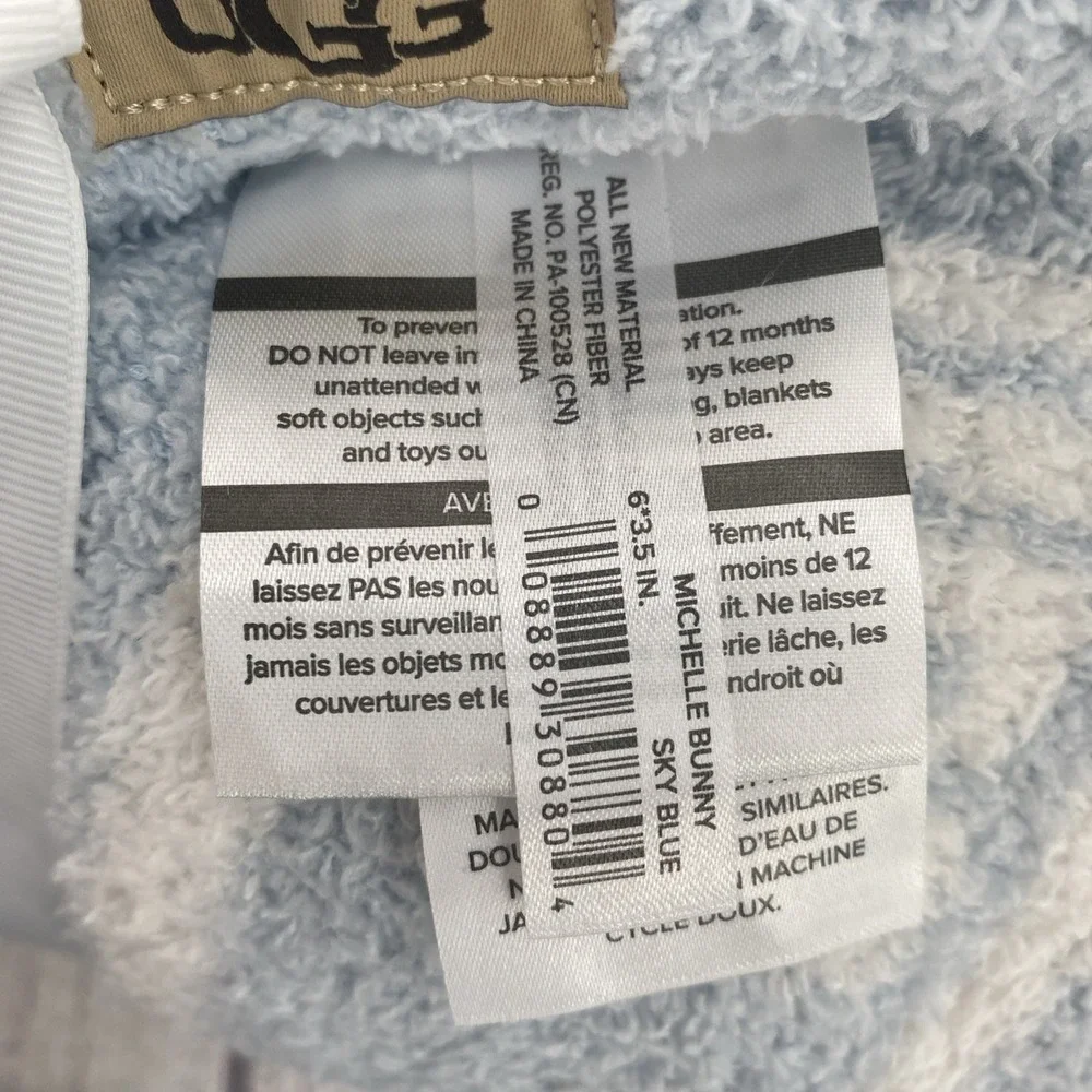 Ugg Bunny Rattle Baby Blanket (30x40) Gift Set Sky Blue Plush Soft Michelle